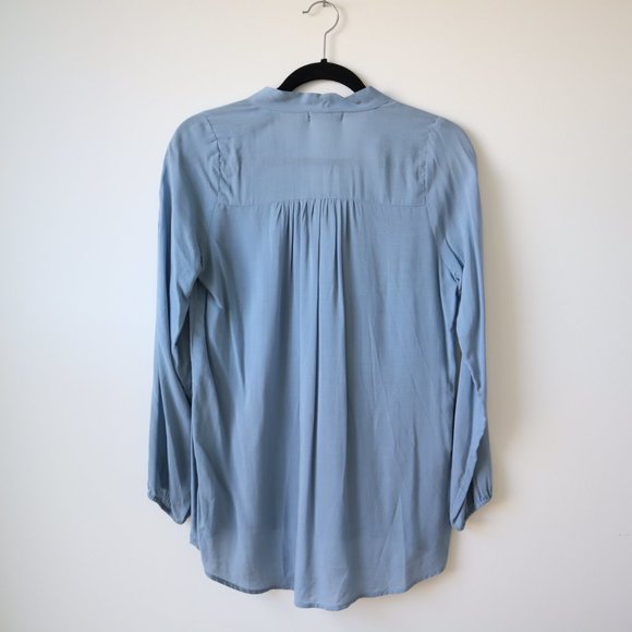 Everly Cornflower Blue Boho Poet's Blouse with Tie, Size S - Picture 11 of 16
